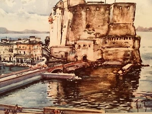 Vintage Aldo Raimondi Aquarell Druck "Napoli L.ta Lucia" - Bild 1 von 4
