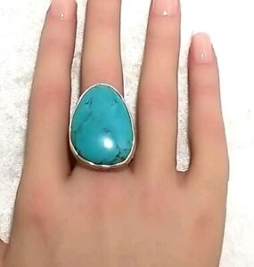 Silpada Vintage Sterling Silver Tumbled Turquoise Ring 16.3 Grams Size-7 
