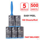 5 x 100 Sheets Per Roll Lint Roller Refills Rolls Pet Hair Fluff Dust Remover