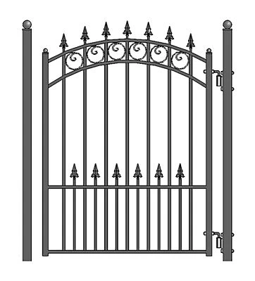 ALEKO Prague Style Ornamental Steel Garden Pedestrian Gate 5'x4' Black - Image 1 of 4