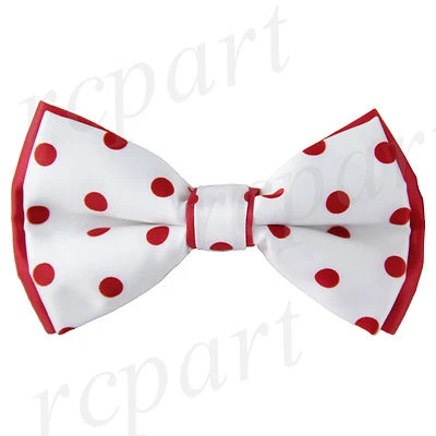 New Men's Pre-tied Bowtie Two Tone White Red Polka Dot Formal Wedding Party - Image 1 of 3