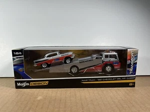 Maisto Design Transport Rampe Truck / 1957 Chevy Bel Air Gasser Rarität - Bild 1 von 5