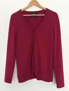 SPORTSCRAFT Sz M Burgandy 100% Merino Wool Cardigan - Picture 1 of 7