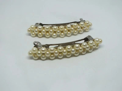 Hermoso juego de pasadores de joyería para el cabello 2 perlas de imitación 2 3/4" juego a juego BONITO Foto 1 de 2