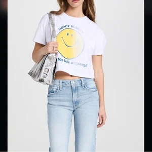 MOTHER The Grab Bag Don't Worry Cropped Tee Small - Picture 1 of 7