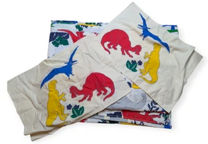 VIntage 90s Dinosaur Twin Bed 2 Flat Sheets and 2 Pillow Cases - Picture 1 of 7