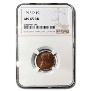 1918-D Lincoln Cent MS-65 NGC (Red/Brown) - Picture 1 of 3