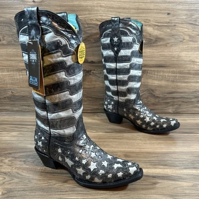 Botas Corral Blacklight 9.5 |Estrellas y Rayas| Botas Western Punta Corta 13” A4153 Foto 1 de 4