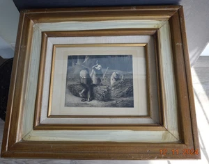 JEAN-FRANCOIS MILLET Etching "Les Bucherons" The Wood Cutters Framed 17" Antique - Picture 1 of 10
