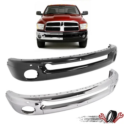 Black / Chrome Front Bumper Face Bar For Dodge Ram 1500/2500/3500 2002 2003-2010 Foto 1 de 4