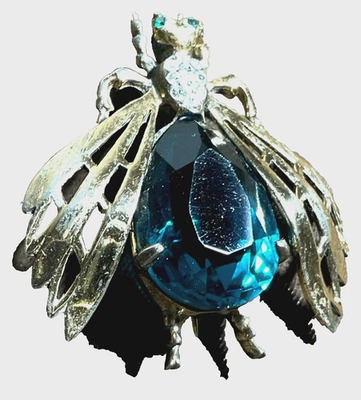 ICONIC Vintage REJA Vermeil (Sterling & Gold Plate) JEWEL BELLY 1940's BUG Brooc - Image 1 of 4