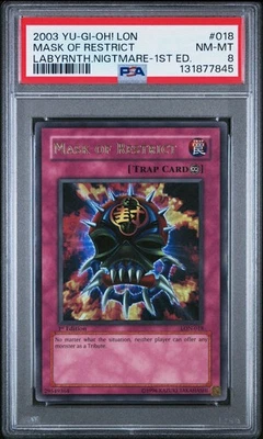 2003 Yu-Gi-Oh! Mask Of Restrict Labyrinth of Nightmare LON 1st Ed Ultra PSA 8 - Image 1 of 2