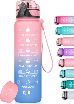 Borraccia 1 Litro, Borraccia Bambina Con Palestra Motivazionale, 1L Borraccia Pe - Immagine 1 di 4