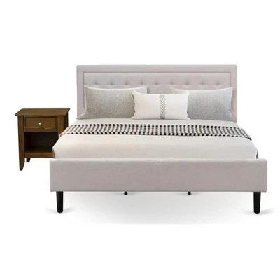 Juego de dormitorio East West Furniture 2 piezas madera Fannin King en beige/nogal Foto 1 de 4