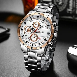 Men’s Sports Watch 46mm Large Dial Leather Racing Style Black Rose Gold Quartz - Picture 1 of 21