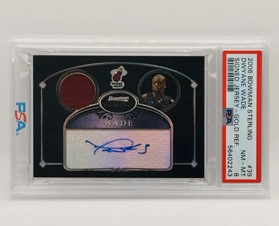 2006-07 Bowman Sterling Refractors Black #39 Dwyane Wade PATCH AUTO 21/25 PSA 8 - Image 1 of 4