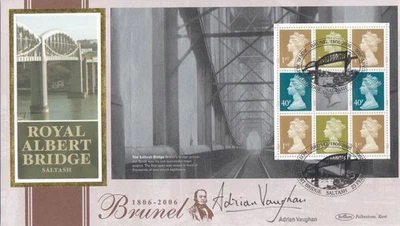ADRIAN VAUGHAN SIGNED Brunel Booklet Pane GB Benham FDC Saltash 1997 (151458) - Image 1 of 2