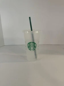 Starbucks Cold Reusable 24 oz Clear-Frosted Hard Plastic Tumbler Cup w/ Straw - Picture 1 of 7