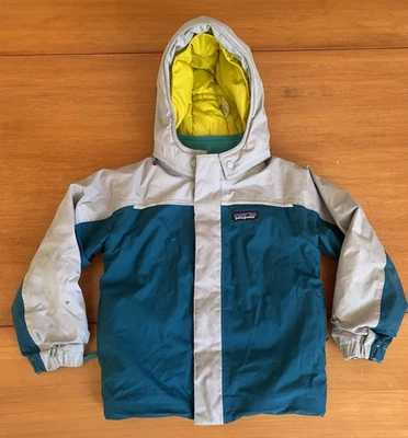 Chaqueta de esquí Patagonia para niños grande 4Y-5Y gris verde azulado amarillo invierno Parka Foto 1 de 4