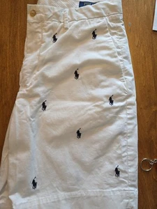 POLO RALPH LAUREN-Classic Fit Stretch 9" Chino Shorts Navy Pony Logo Sz 32 - Picture 1 of 7