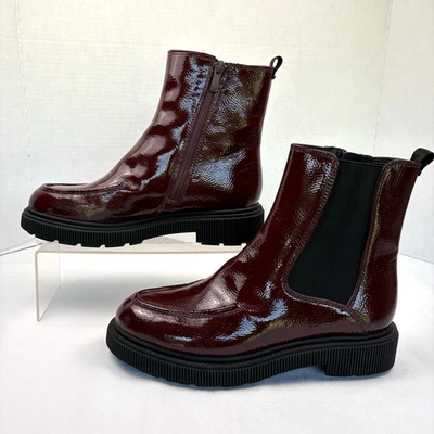 Botín Franco Sarto Jimmie granate imitación charol para mujer talla 8M” Foto 1 de 4