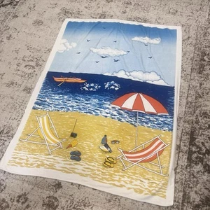 XL Vintage Island Fun 100% Cotton Beach Towel 51” X 66” W/ Fun Retro Print 1980s - Picture 1 of 9