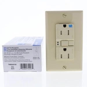 Eaton Ivory Tamper/Weather Resistant GFCI Outlet Receptacle 15A TWRSGF15V - Picture 1 of 8