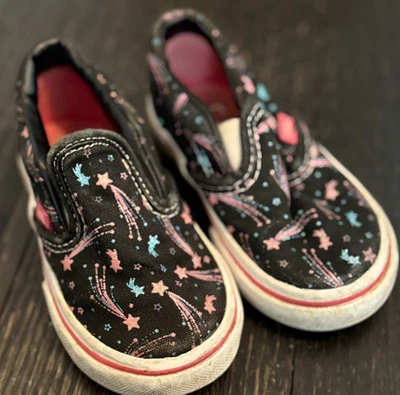 Vans toddler baby girls sneakers slip on black size 5.5 - Image 1 of 4