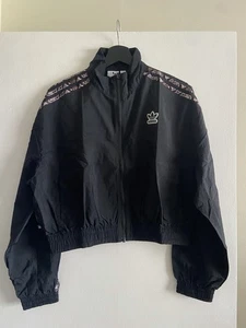 Chaqueta cortavientos Adidas Originales para mujer talla S negra con estampado de serpiente tres rayas - Imagen 1 de 11