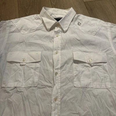 Camisa Roca Wear Para Hombre Blanca Manga Corta Abotonada Bolsillos Logo XXL Foto 1 de 4