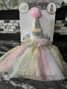 Regenbogen Glitzer Sterne Baby Mädchen Geburtstag Mütze und Tutu Set NEU Gr. 12-18 Monate - Bild 1 von 6