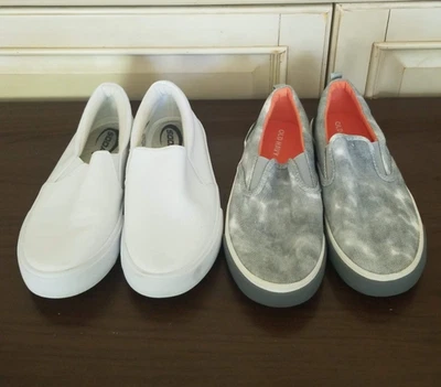 Mocasines Old Navy para niños (x2) juveniles talla 2. Gris camuflaje, blanco Foto 1 de 4