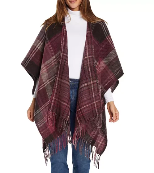 WOOLRICH Womens Burgundy Plaid Blanket WRAP NWT - Image 1 of 1