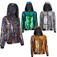S//M Womens Mens Holographic SILVER Metallic Bomber Jacket Summer Festivals Rave
