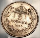 Hungary 1900 Kb 5 Korona World Silver Coin 900 Fine Franz Joseph Angel's & Crown