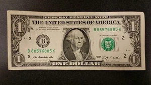 SUPER-BOOKEND FANCY NOTE $1 Dollar Bill SERIAL # A88576885K!! - Picture 1 of 8