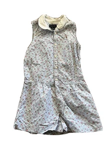 Ralph Lauren Big Girls 16 Jumper Shorts Romper Cotton Blue Floral Collared Read - Picture 1 of 5