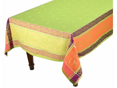 FRENCH PROVENCE JACQUARD TABLECLOTH, LEMONS, GREEN, 62" X 78", 100% COTTON, NEW - Image 1 of 3