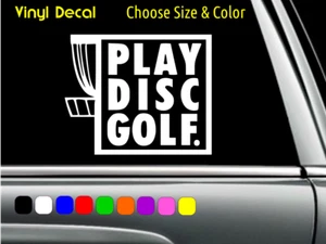 PLAY DISC GOLF mit Korb Aufkleber Laptop Auto Fenster Sticker GRÖSSE FARBE WÄHLBAR - Bild 1 von 2