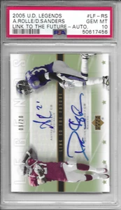 PSA 10 2005 U.D. LEGENDS LINK TO THE FUTURE DEION SANDERS ANTREL ROLLE AUTO /20 - Picture 1 of 2