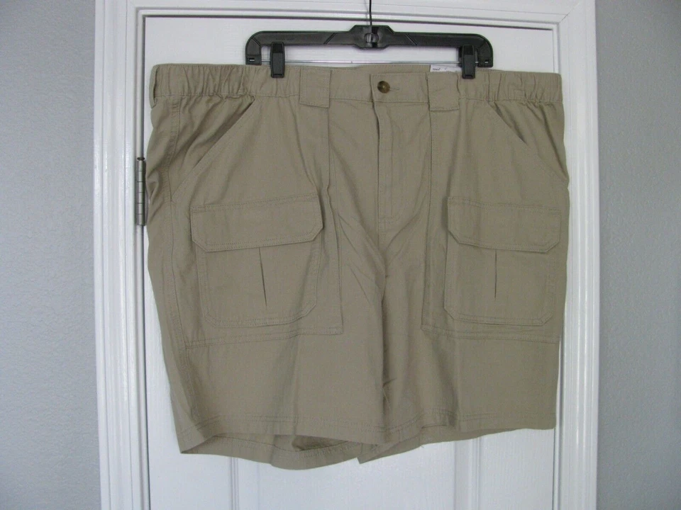 Croft & Barrow Big & Tall Size 50 Waist Side Elastic Tan Cargo Shorts
