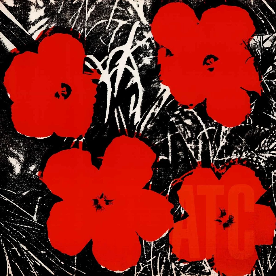 36 Вт «x 36H» цветы (красный), 1964 Энди Уорхол - черный поп-арт выбор холста - Изображение 1 из 4