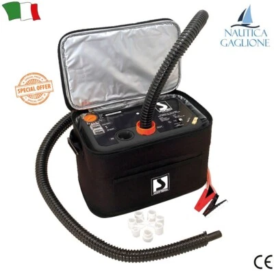 GONFIATORE ELETTRICO TURBO MAX 12V GOMMONE BATTELLO GIOCHI ACQUA AUTOMATICO - Immagine 1 di 2
