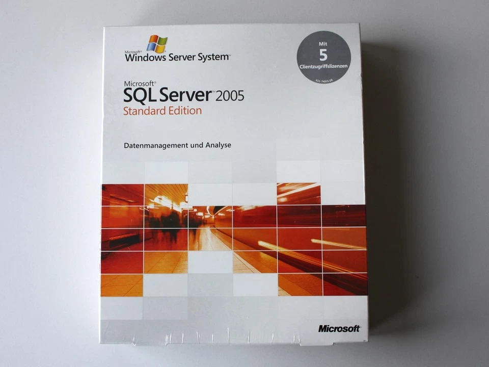 Microsoft SQL-Server 2005 Workgroup (32-Bit) mit 5 Clients Vollversion, deutsch - Bild 1 von 1