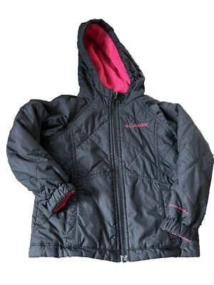 Columbia Chaqueta con Capucha Niñas Talla 4/5 Negro Rosa Bolsillos Reversible OmniTech Foto 1 de 4