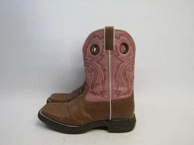 Botas Durango Little Youth tamanho 5,5 M couro marrom rosa caubói faroeste - Imagem 1 de 4