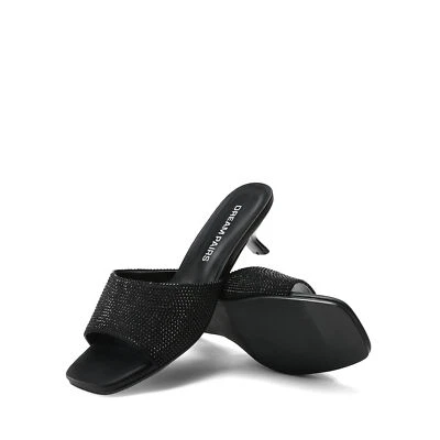 Women Slip-on Slide Kitten-Heel Heeled Sandals Square Toe Comfort Sandals - Image 1 of 4