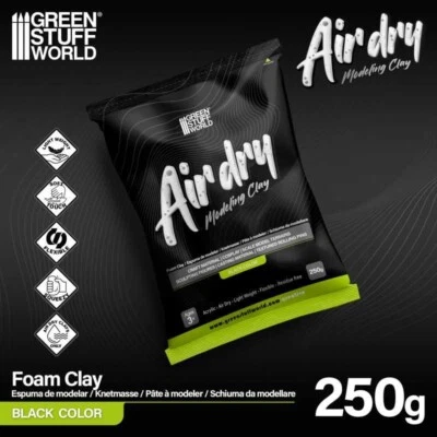 Air Dry Foam Clay 250gr. - Nero - per modellismo e cosplay - Immagine 1 di 4