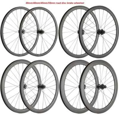 Conjunto de rodas de freio a disco de carbono 6 cubos de parafuso profundidade 30/40/45/55mm Clincher formato U  - Imagem 1 de 4