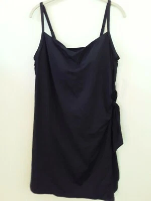 Lands End Size 18 Black Skirted Swimsuit 1 Piece Ruched Side Tie w Cup Top NWT - Image 1 of 4
